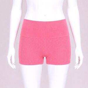 Colsie Women's Ribbed‎ Sleep Shorts Pink Size L High Waist Stretch Lounge